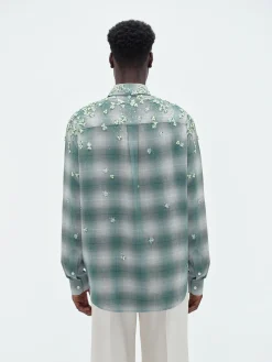 AMIRI Shirts<FLORAL FLANNEL Blue