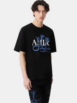 AMIRI Tees<GLITTER POISON LOGO SKATER TEE Black Blue