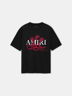 AMIRI Tees<GLITTER POISON LOGO SKATER TEE Black Red