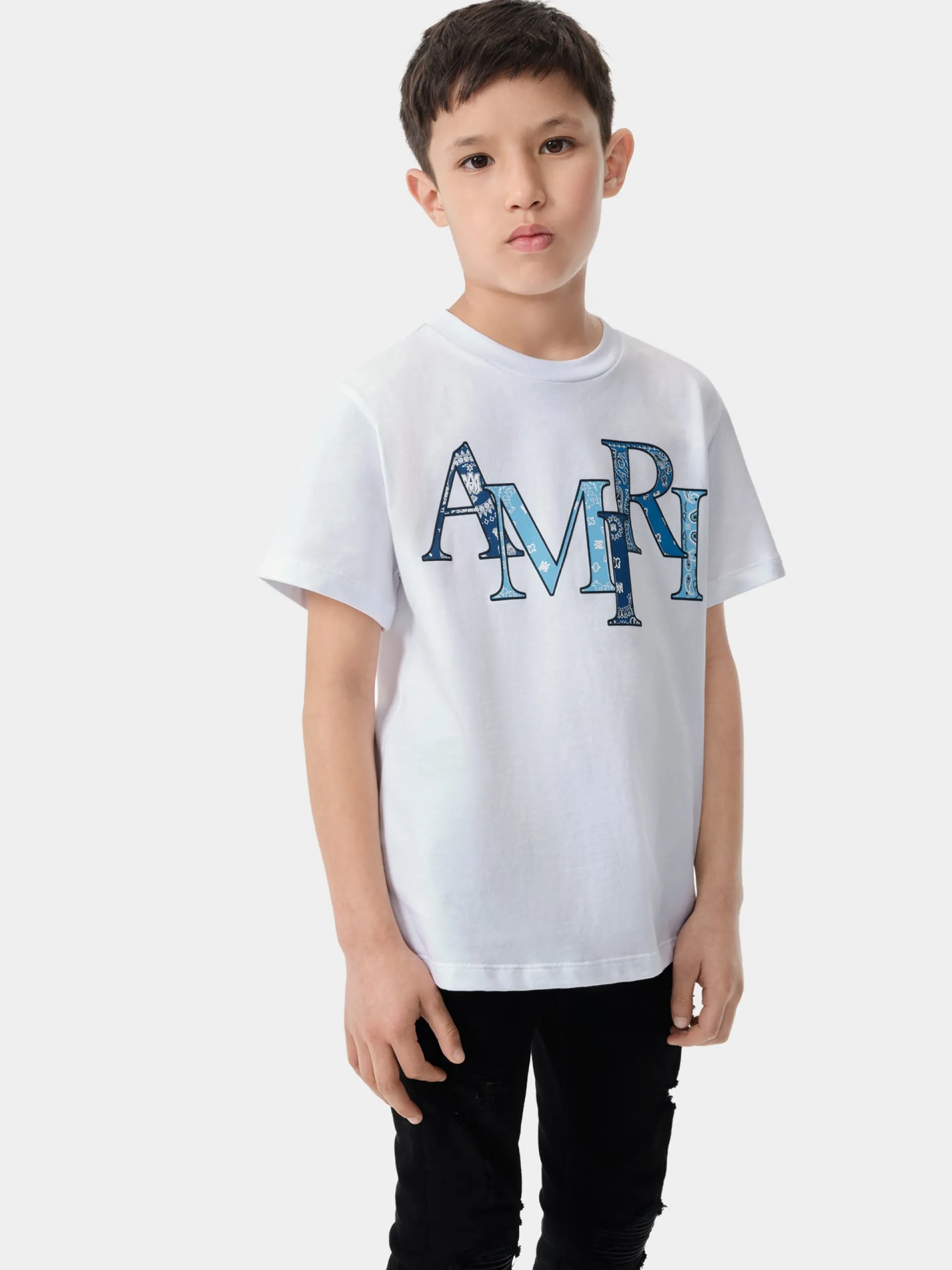 AMIRI Tees<KIDS' BANDANA STAGGERED TEE White