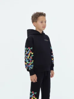 AMIRI Sweatshirts<Kids Bones Scribble Hoodie BLACK