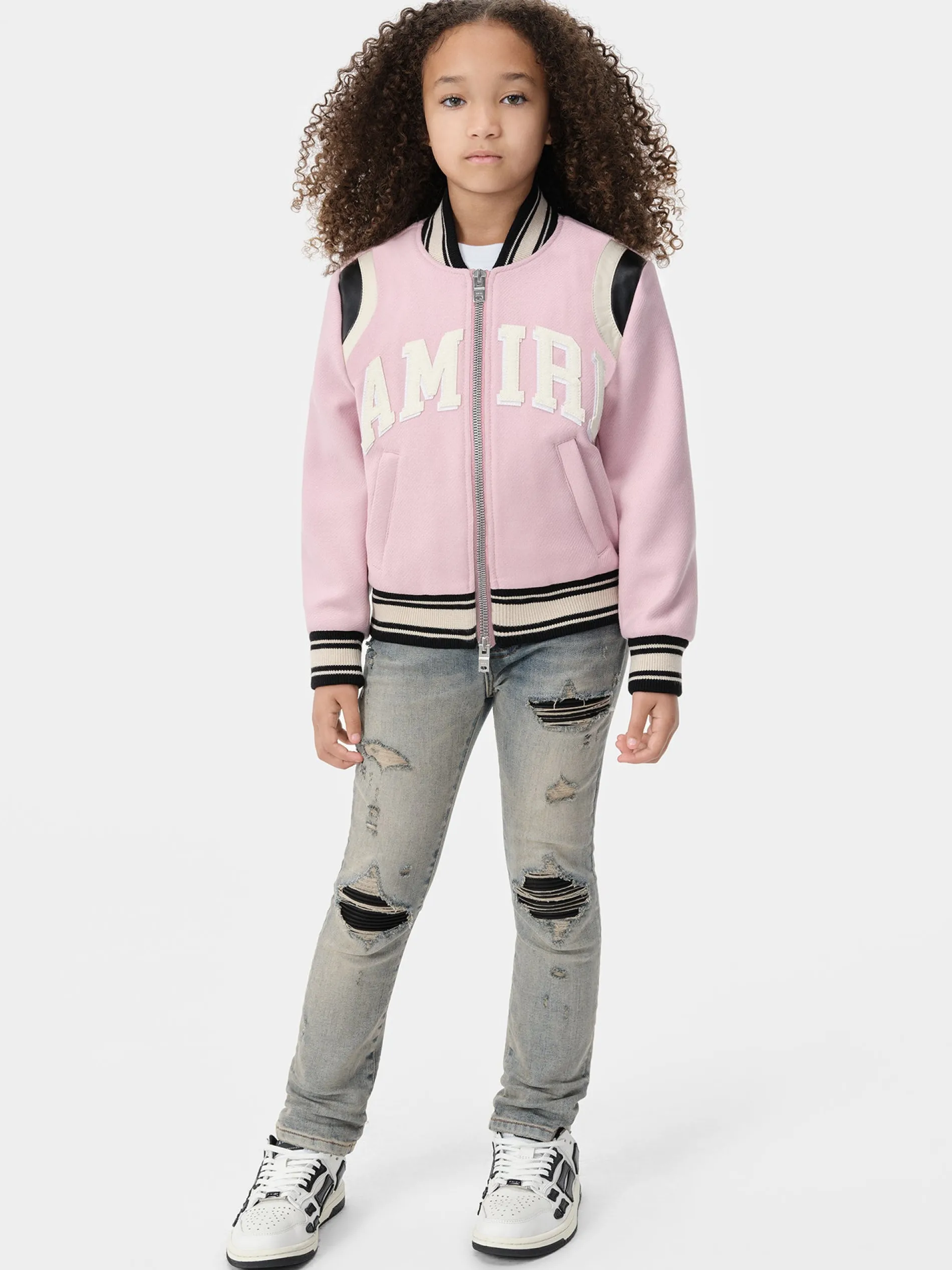 AMIRI Outerwear<KIDS' COLLEGIATE BOMBER Flamingo Pink