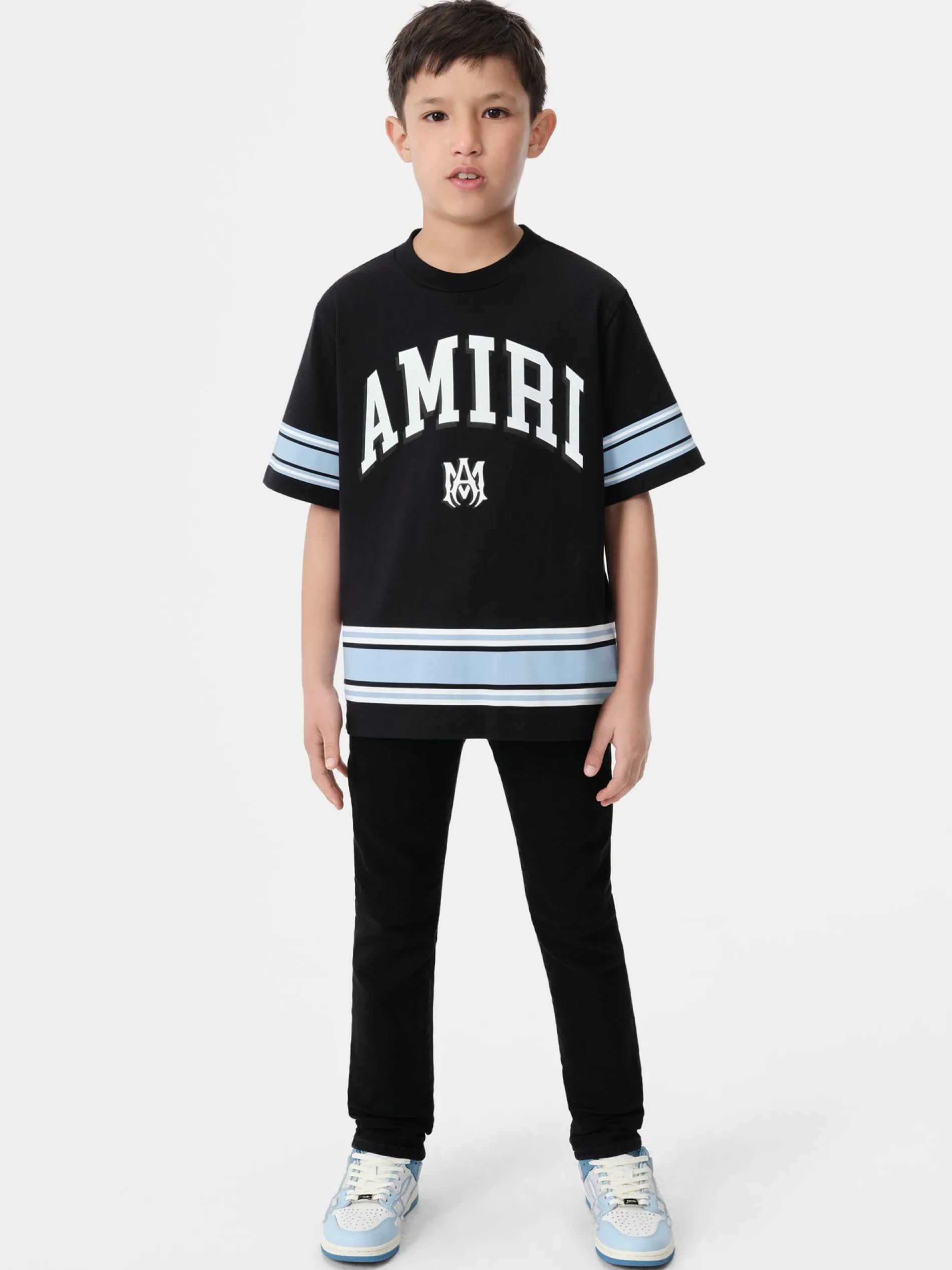 AMIRI Tees<KIDS' STRIPE TEE BLACK