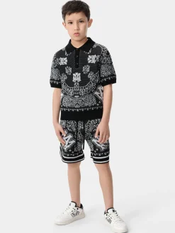 AMIRI Shorts & Sweatpants|Knitwear<KIDS' BANDANA SHORT BLACK