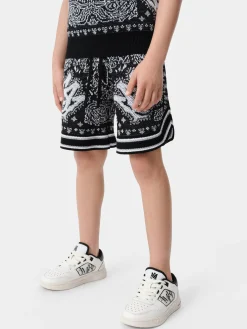 AMIRI Shorts & Sweatpants|Knitwear<KIDS' BANDANA SHORT BLACK