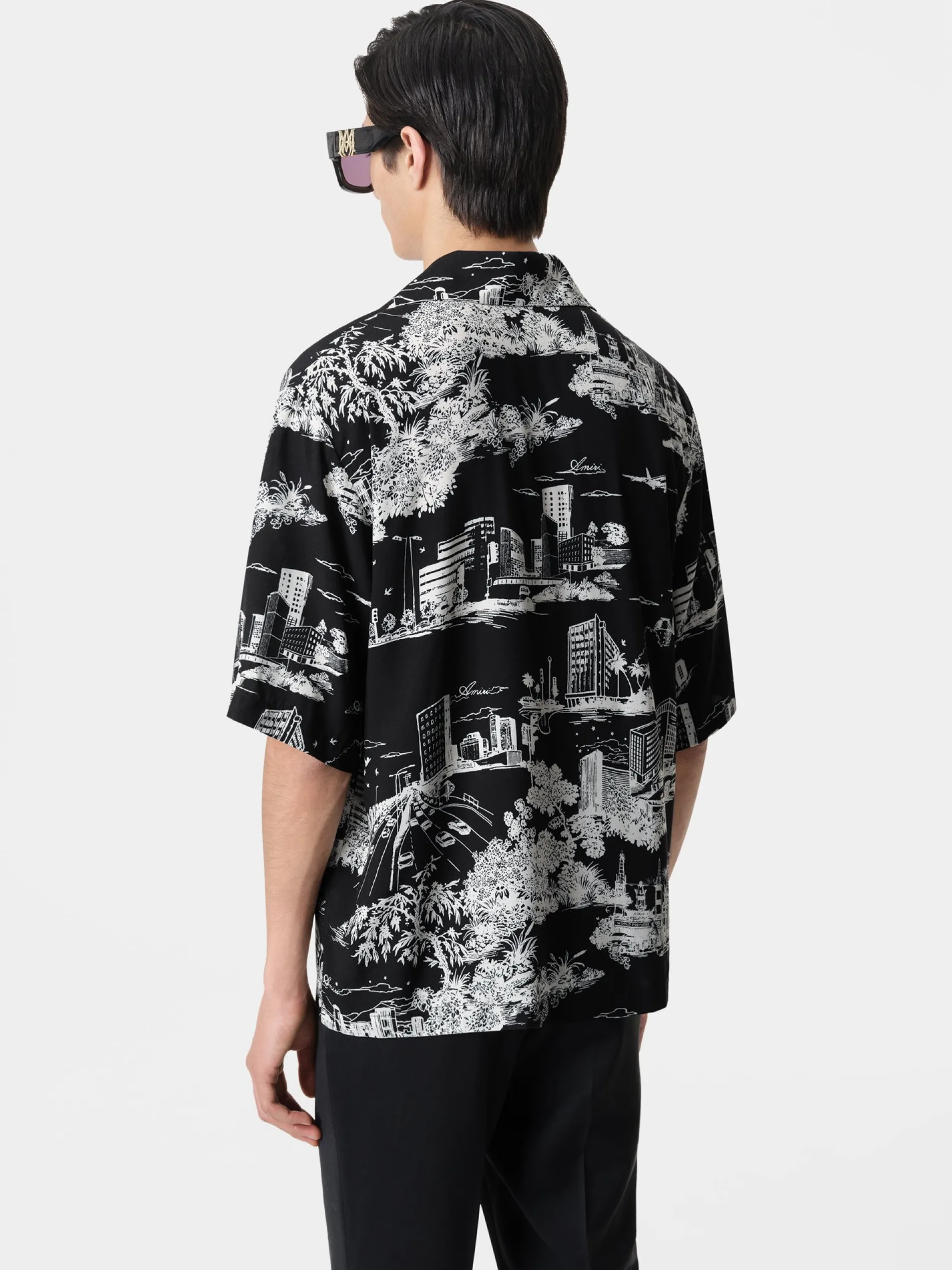 AMIRI Shirts<LA LANDMARK CAMP SHIRT BLACK