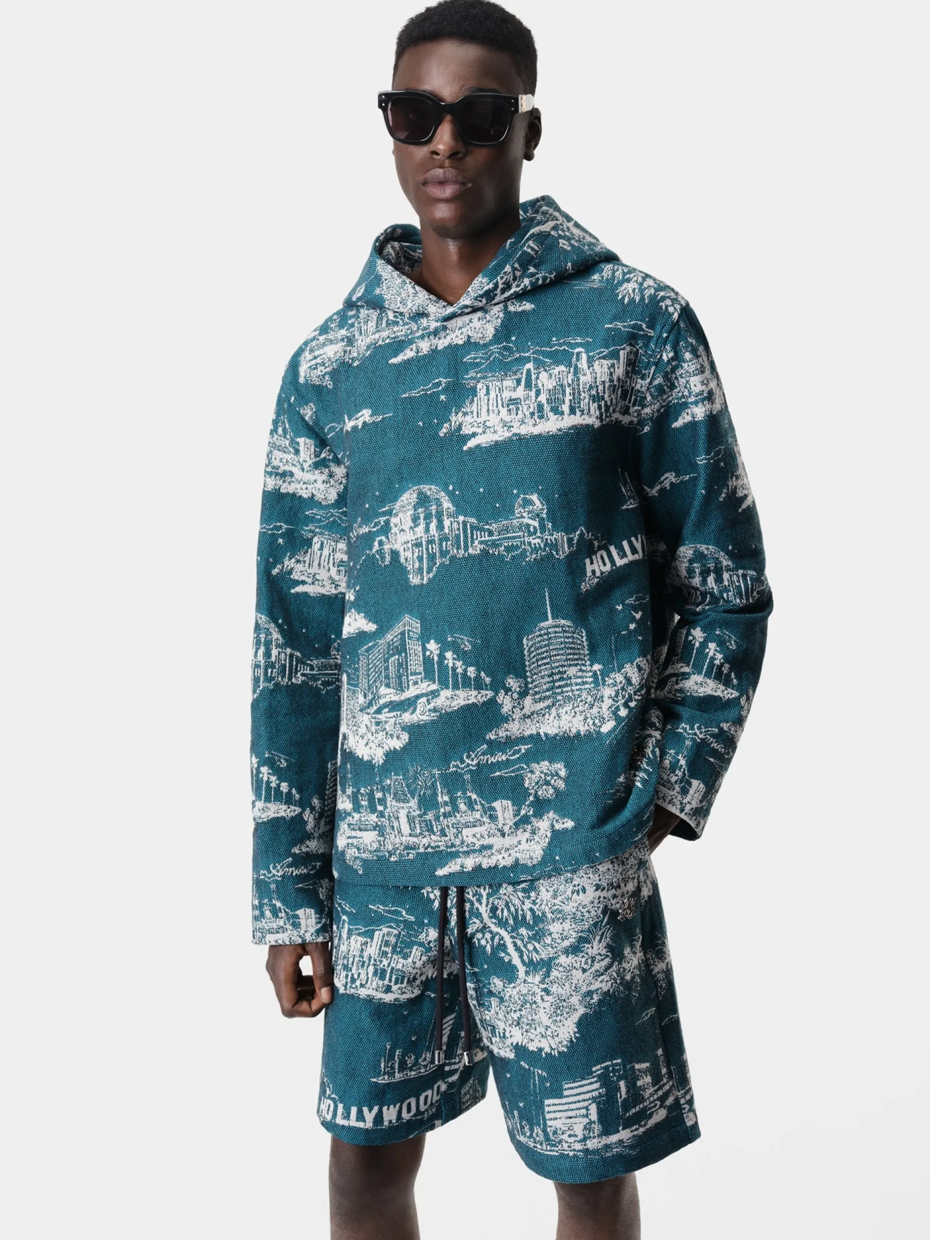 AMIRI Sweatshirts<LA LANDMARK TAPESTRY HOODIE Deep Teal