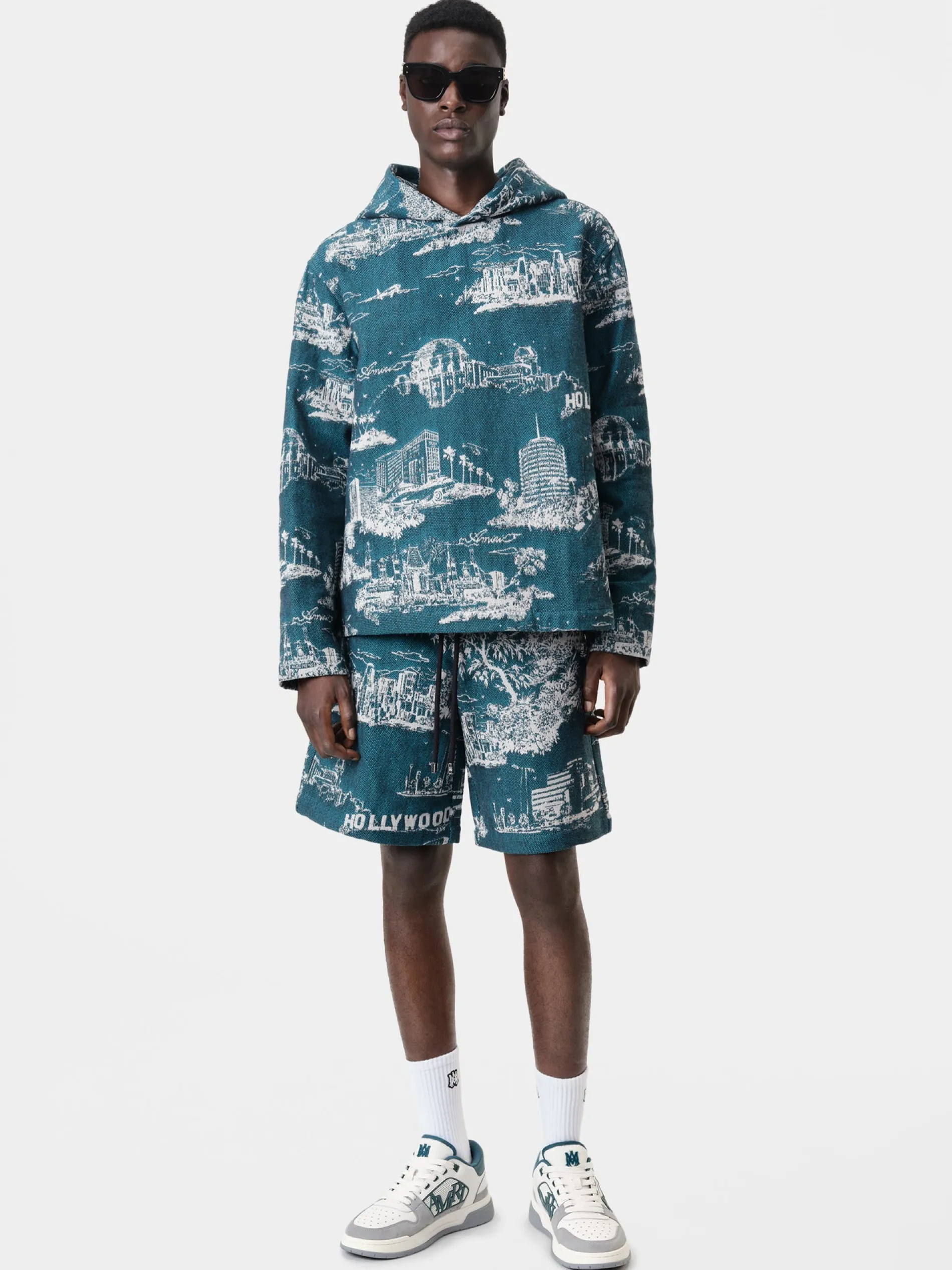 AMIRI Sweatshirts<LA LANDMARK TAPESTRY HOODIE Deep Teal