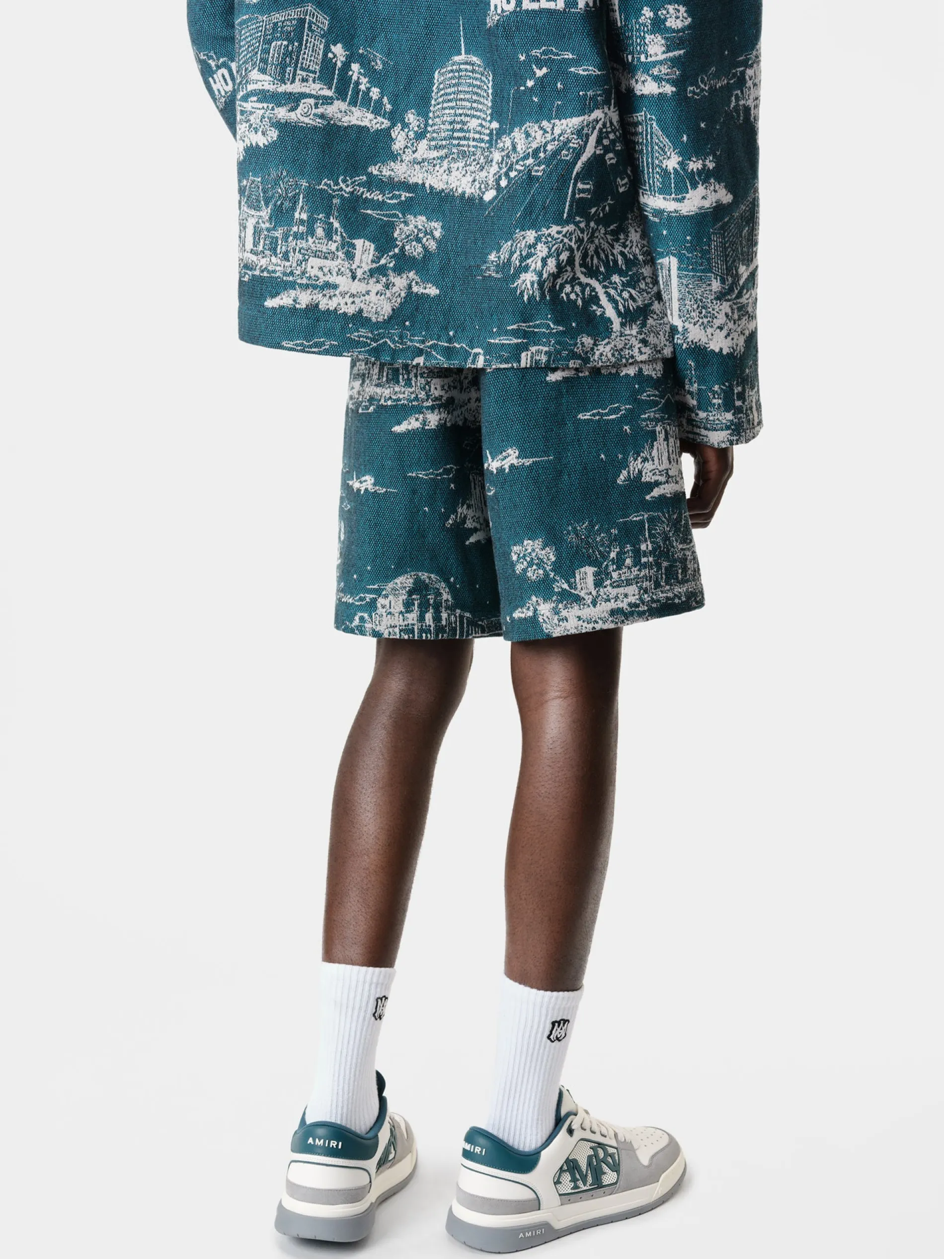 AMIRI Shorts & Sweatpants<LA LANDMARK TAPESTRY SHORT Deep Teal