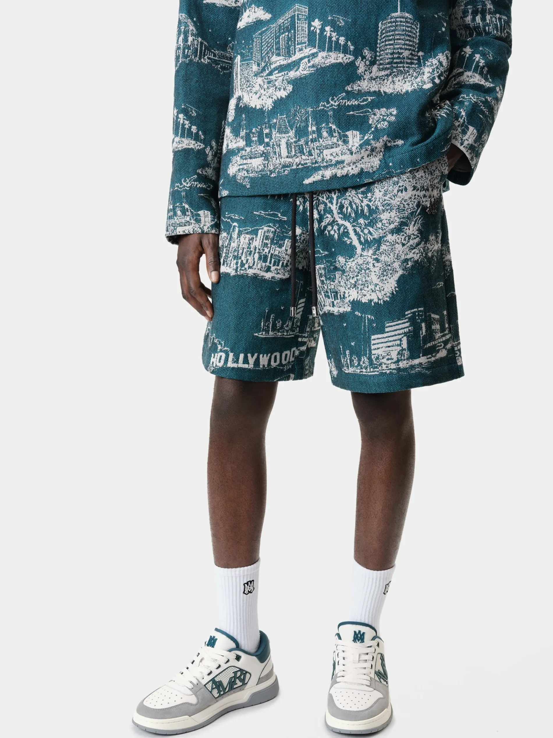 AMIRI Shorts & Sweatpants<LA LANDMARK TAPESTRY SHORT Deep Teal