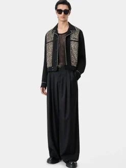 AMIRI Outerwear<LEOPARD CADET JACKET BLACK