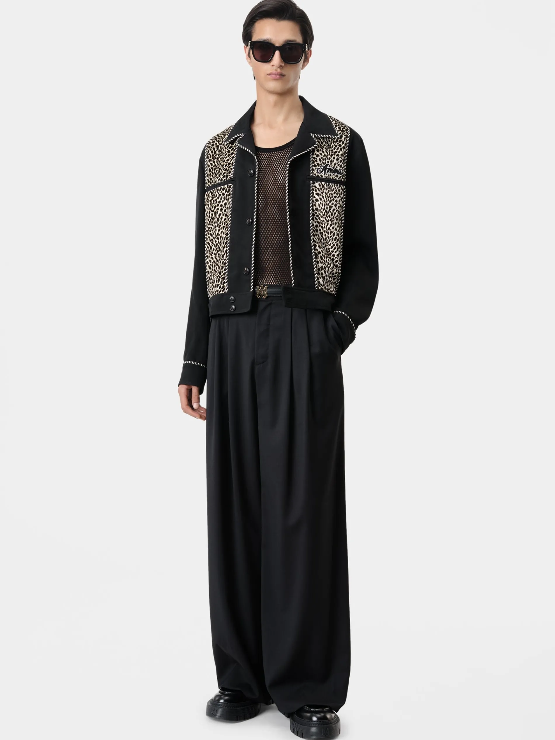 AMIRI Outerwear<LEOPARD CADET JACKET BLACK