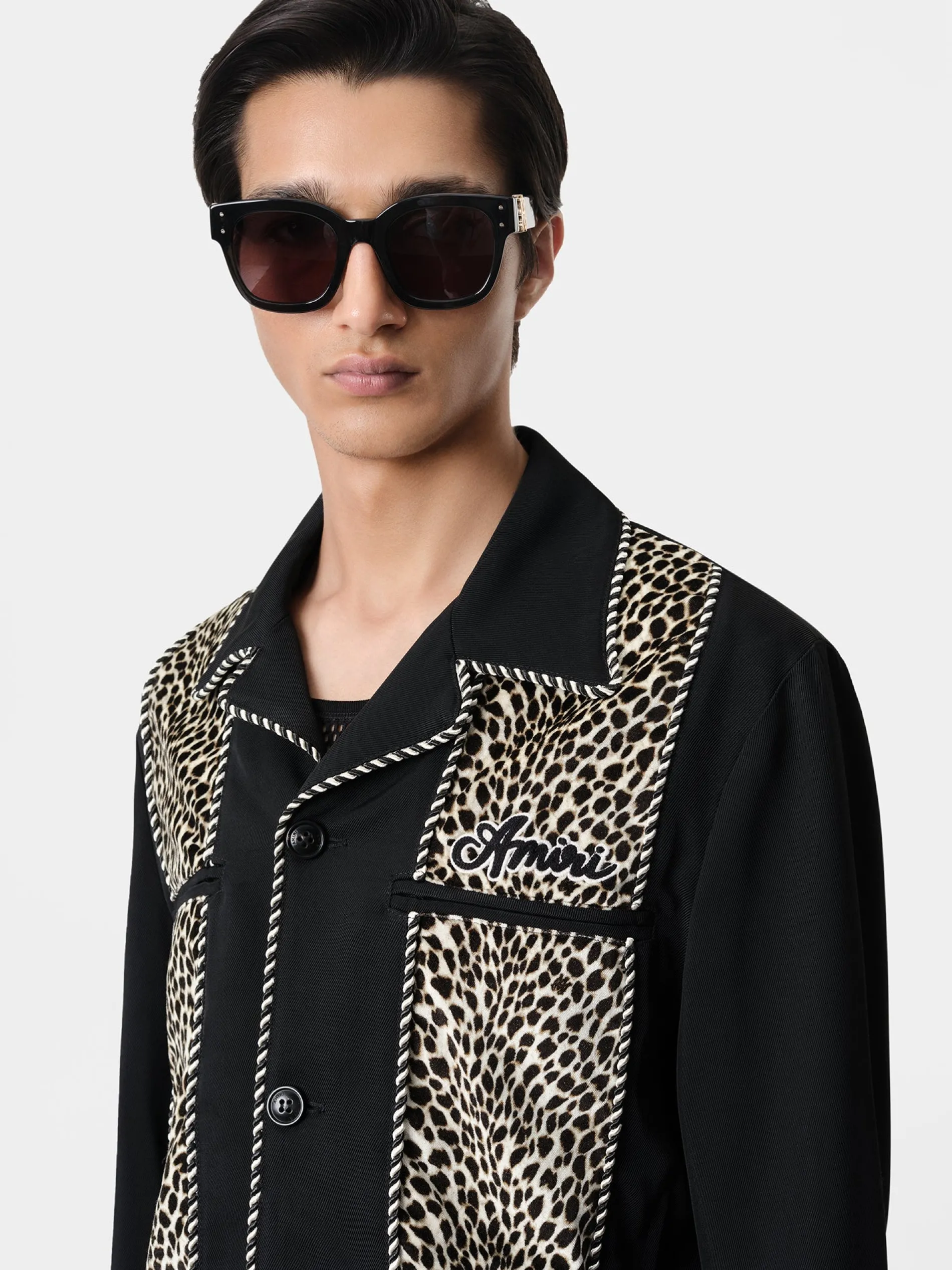 AMIRI Outerwear<LEOPARD CADET JACKET BLACK