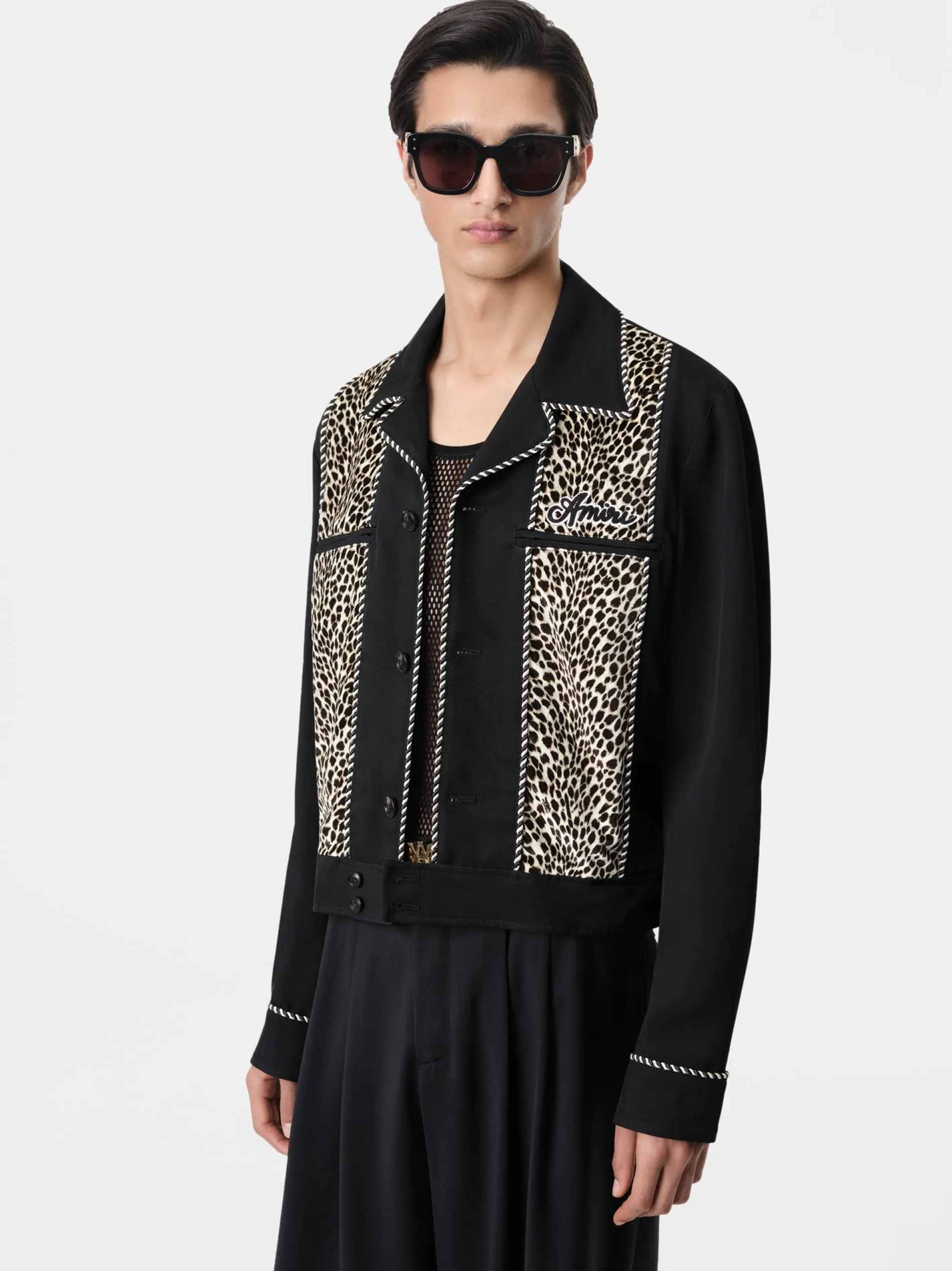 AMIRI Outerwear<LEOPARD CADET JACKET BLACK