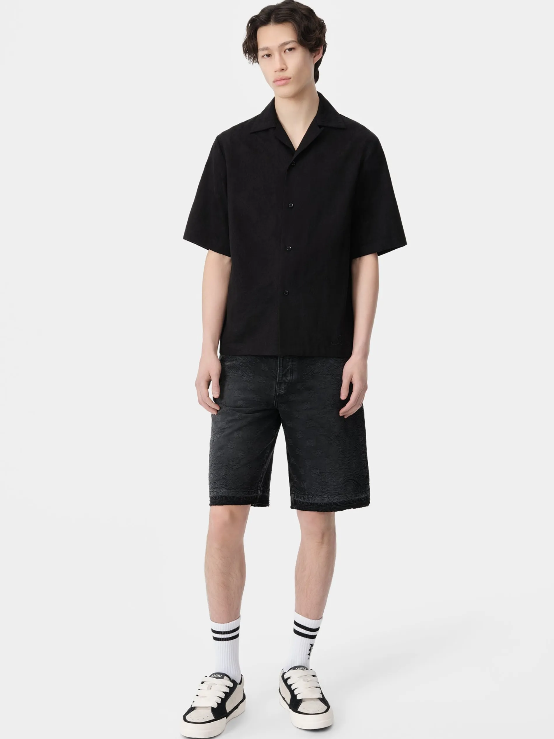 AMIRI Shirts<MA BANDANA LINEN CAMP SHIRT BLACK