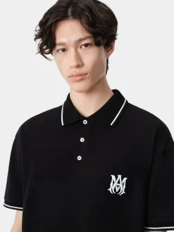 AMIRI Tees<MA CORE LOGO POLO BLACK