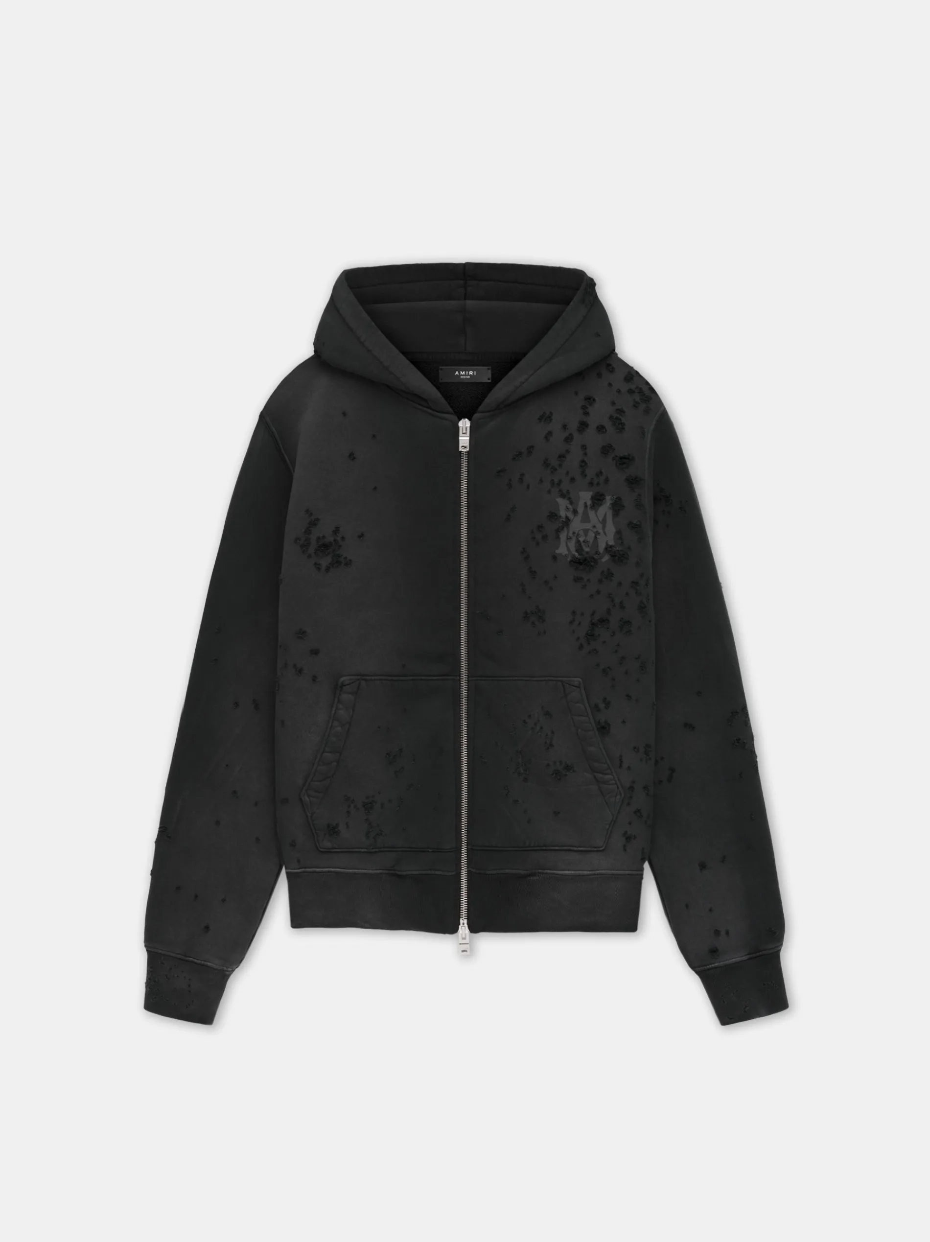 AMIRI Sweatshirts<MA LOGO SHOTGUN ZIP HOODIE FADED BLACK