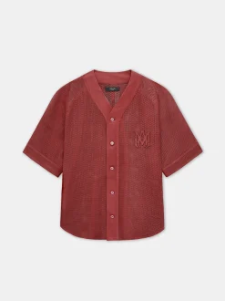 AMIRI Shirts<MA PERFORATED BASEBALL SHIRT Sun Dried Tomato