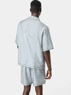 AMIRI Shirts<MA QUAD BOWLING SHIRT DUSTY BLUE