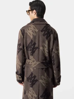 AMIRI Outerwear<MA QUAD BRUSHED DOUBLE-BREASTED OVERCOAT DARK BROWN