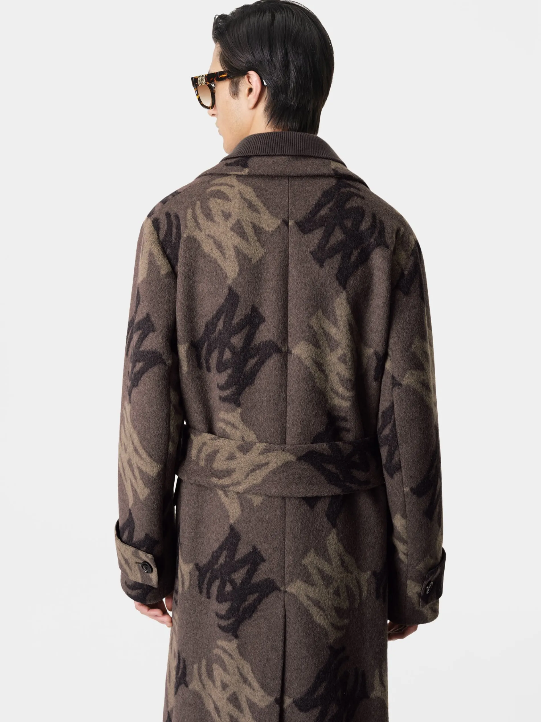 AMIRI Outerwear<MA QUAD BRUSHED DOUBLE-BREASTED OVERCOAT DARK BROWN
