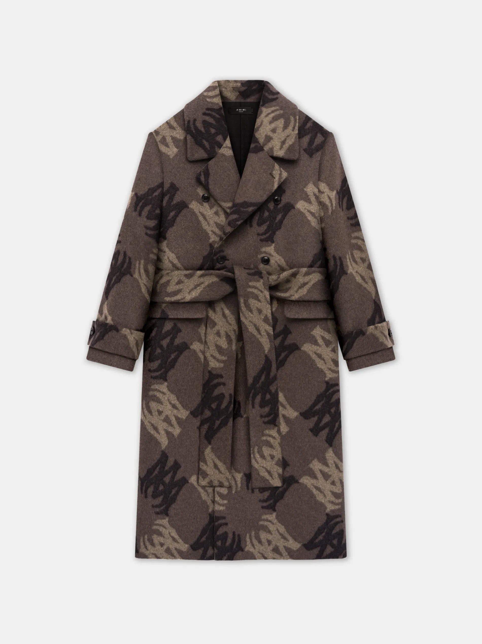 AMIRI Outerwear<MA QUAD BRUSHED DOUBLE-BREASTED OVERCOAT DARK BROWN