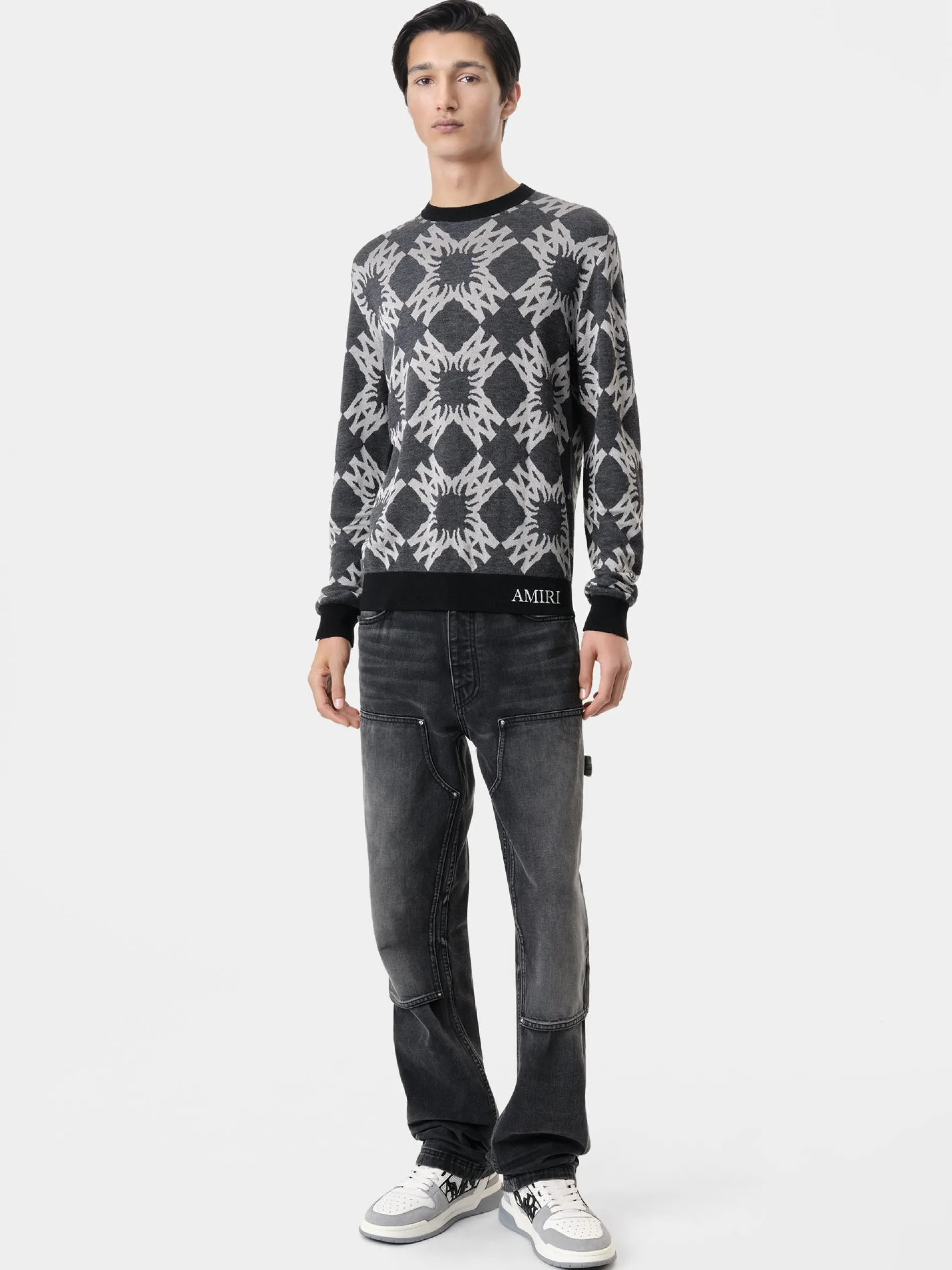 AMIRI Knitwear<MA QUAD CREWNECK Dark Grey