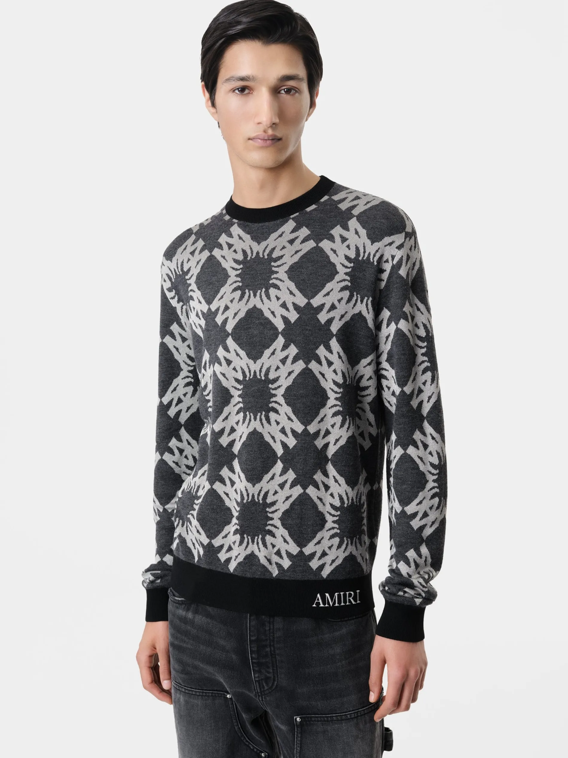 AMIRI Knitwear<MA QUAD CREWNECK Dark Grey