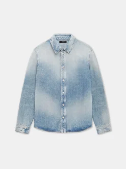 AMIRI Shirts|Denim<MA QUAD INTERIOR LONG SLEEVE SHIRT Antique Indigo
