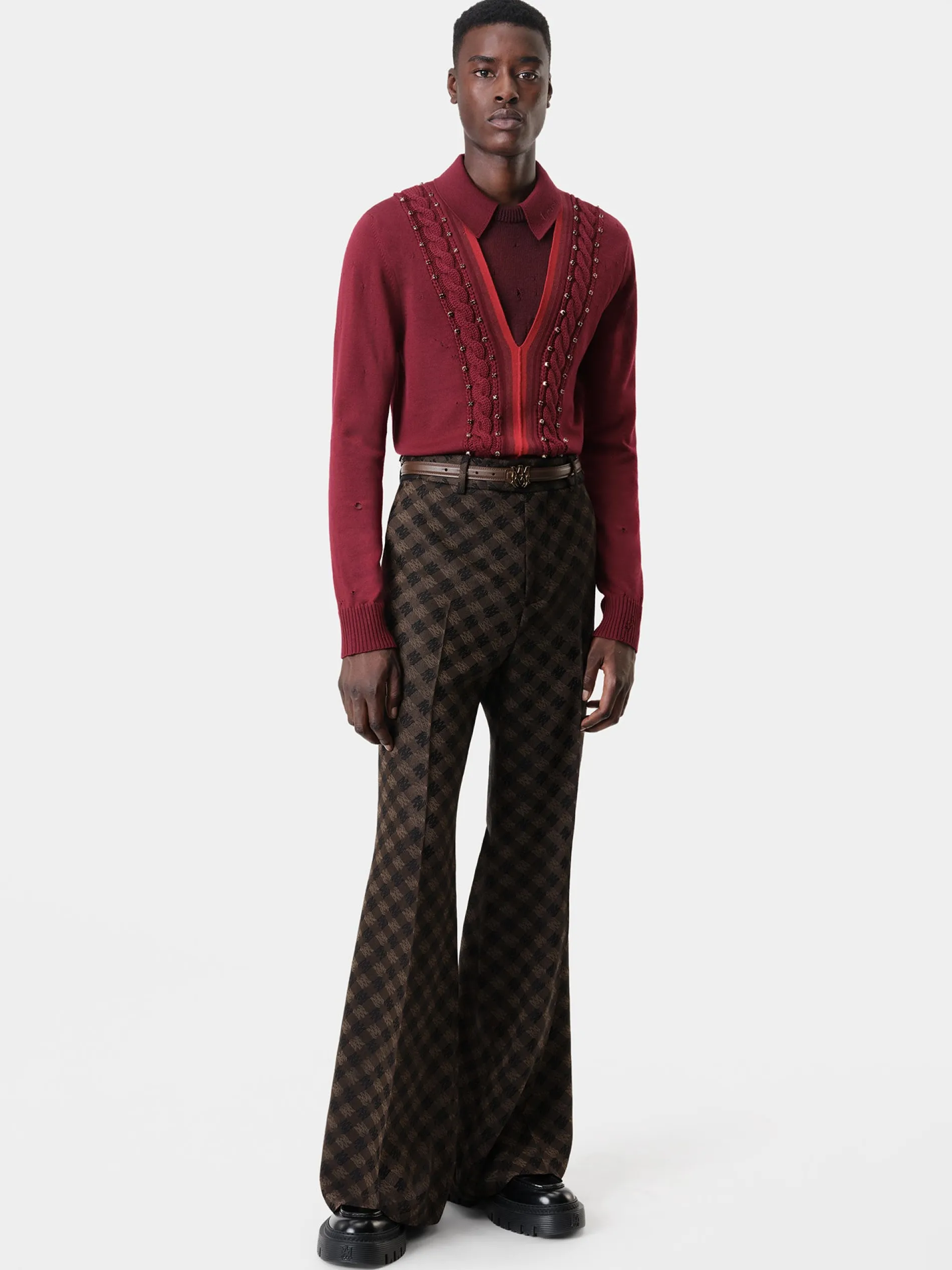 AMIRI Pants<MA QUAD RELAXED FLARE DARK BROWN