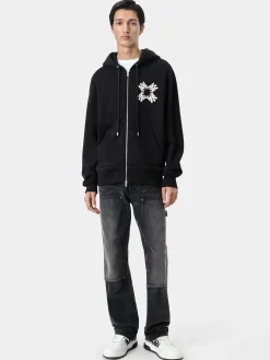 AMIRI Sweatshirts<MA QUAD ZIP UP HOODIE BLACK