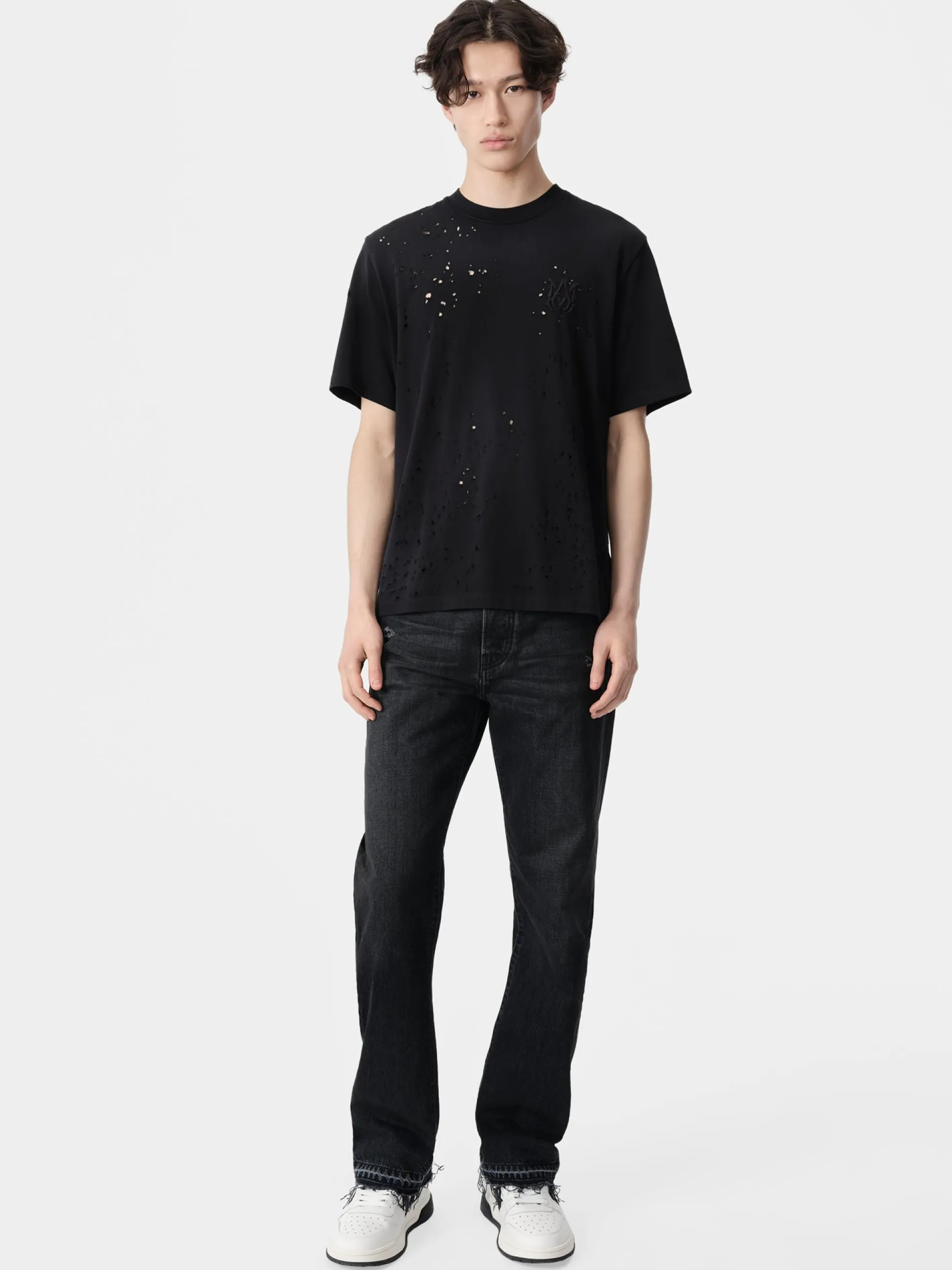 AMIRI Tees<MA SHOTGUN EMBROIDERED TEE BLACK