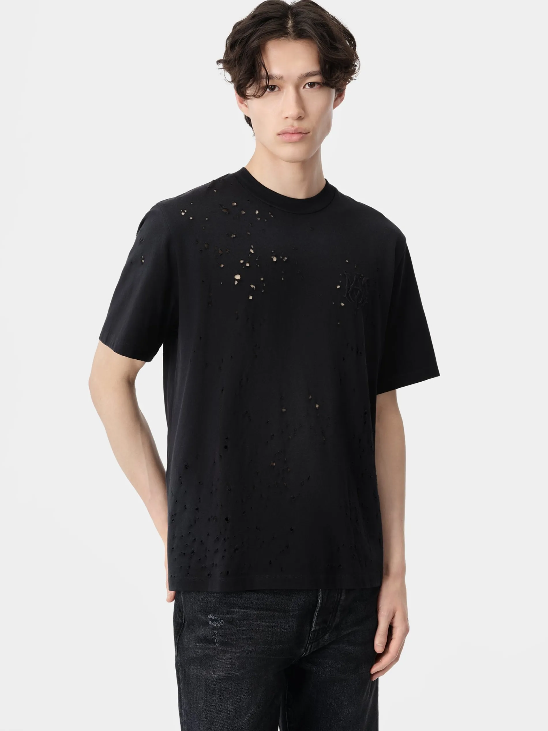 AMIRI Tees<MA SHOTGUN EMBROIDERED TEE BLACK