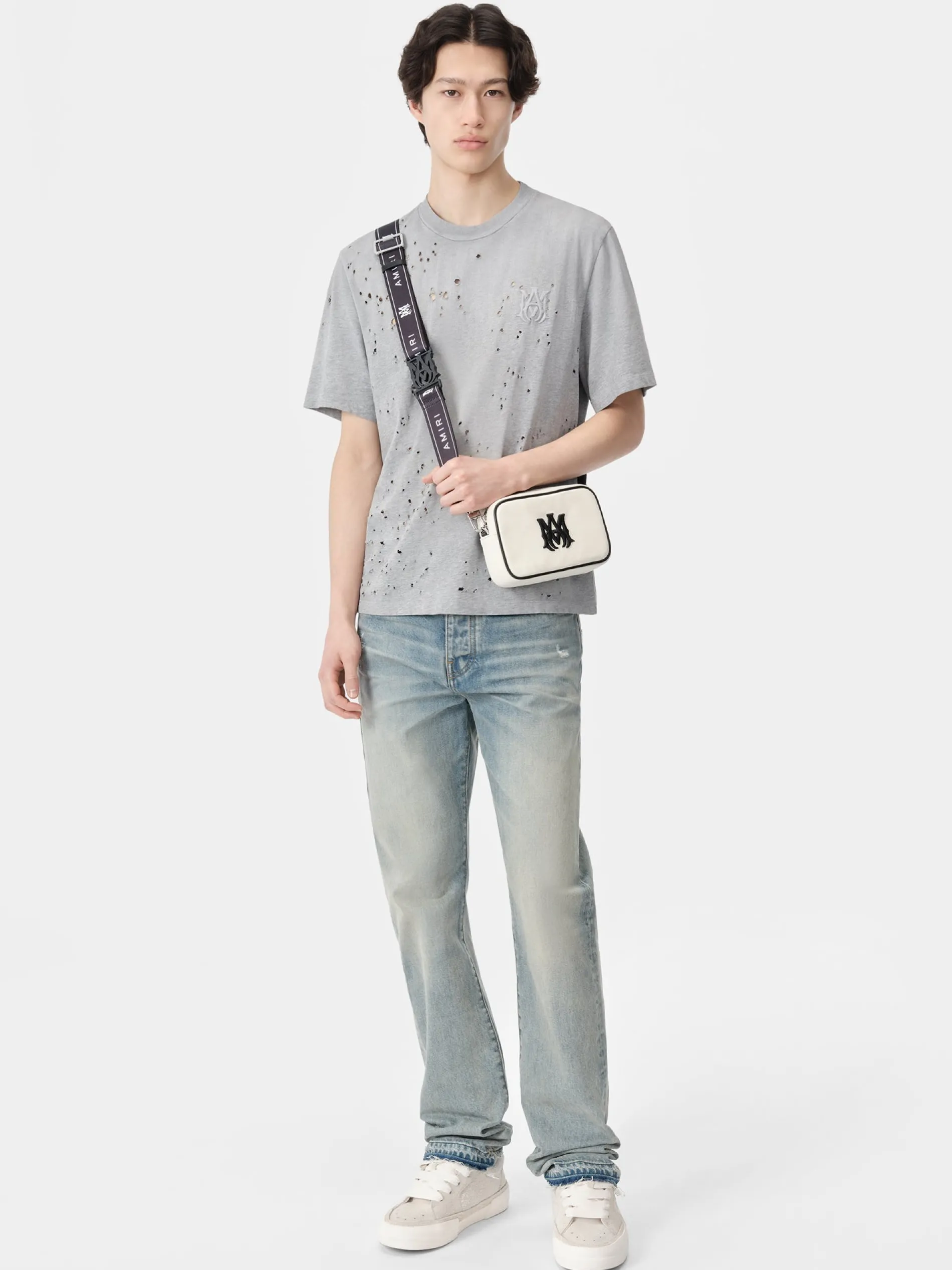AMIRI Tees<MA SHOTGUN EMBROIDERED TEE Grey