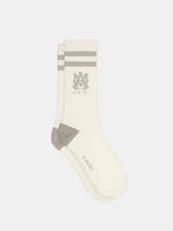 AMIRI Socks|Socks<MA STRIPE SOCK Alabaster