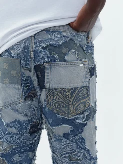 AMIRI Denim<PATCHWORK CAMO STRAIGHT JEAN PERFECT INDIGO