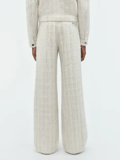 AMIRI Pants<SEQUIN BOUCLE DOUBLE PLEATED PANT Alabaster
