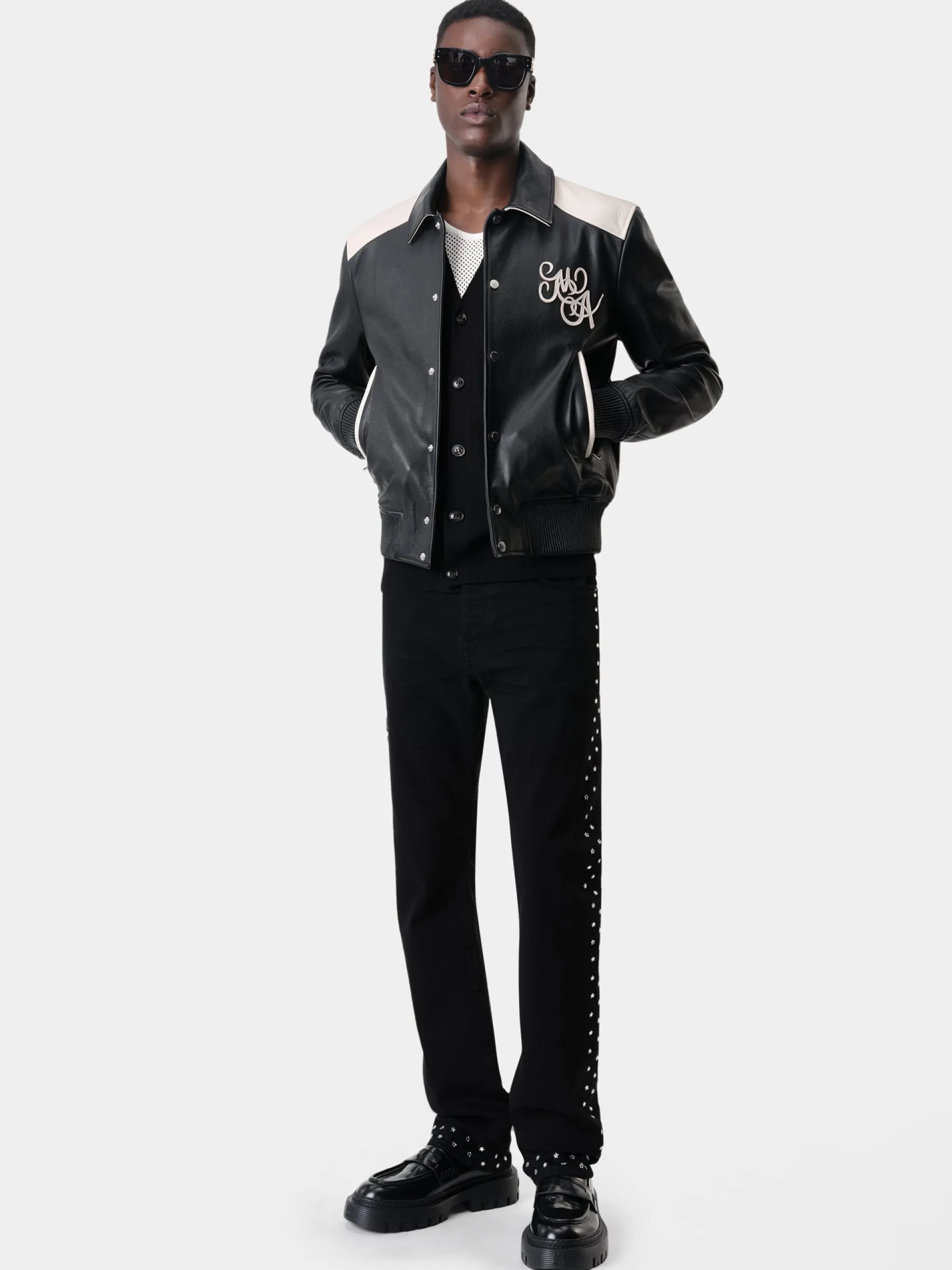 AMIRI Denim<STAR CRYSTAL SLIM JEAN BLACK OD