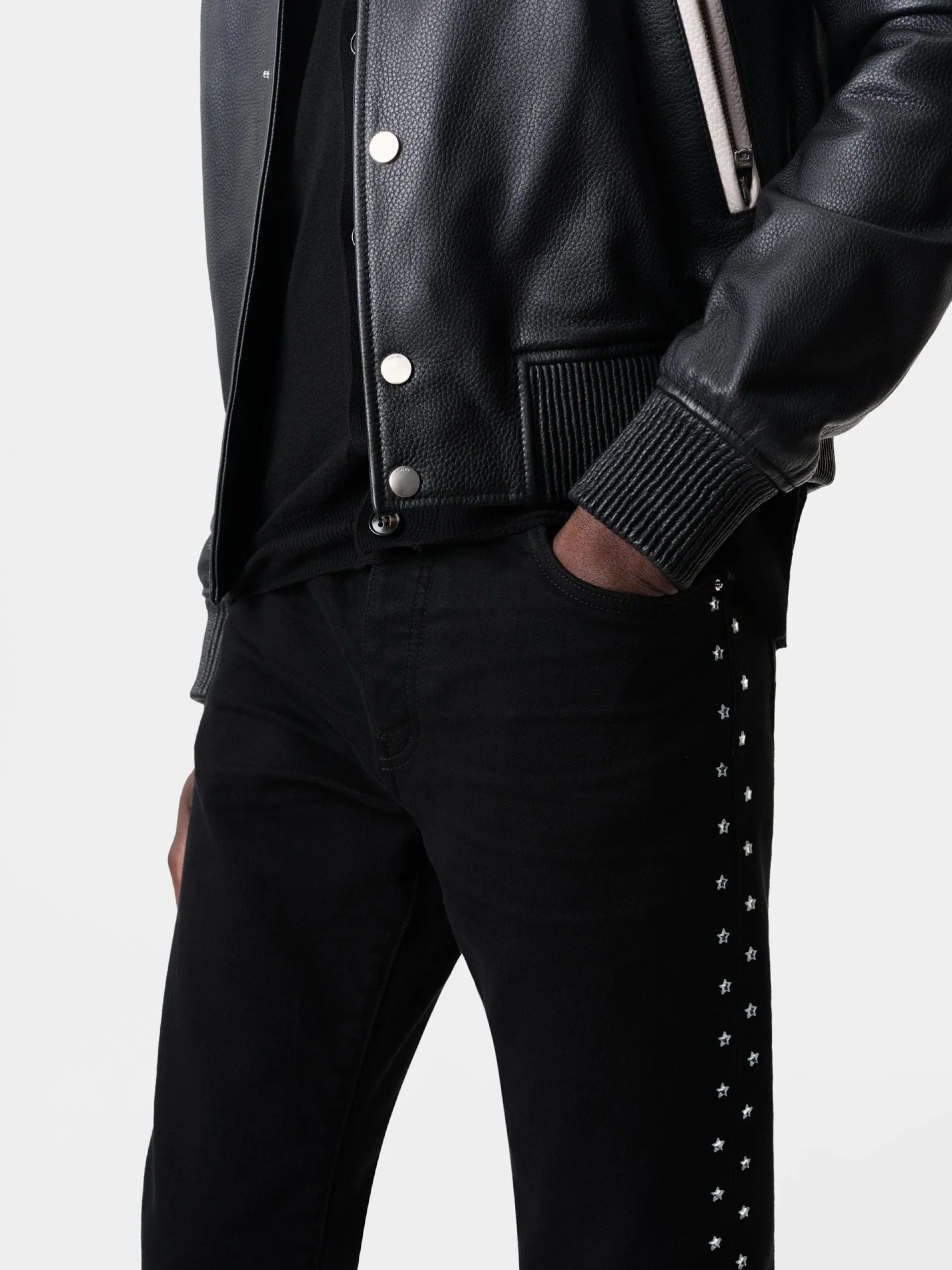 AMIRI Denim<STAR CRYSTAL SLIM JEAN BLACK OD