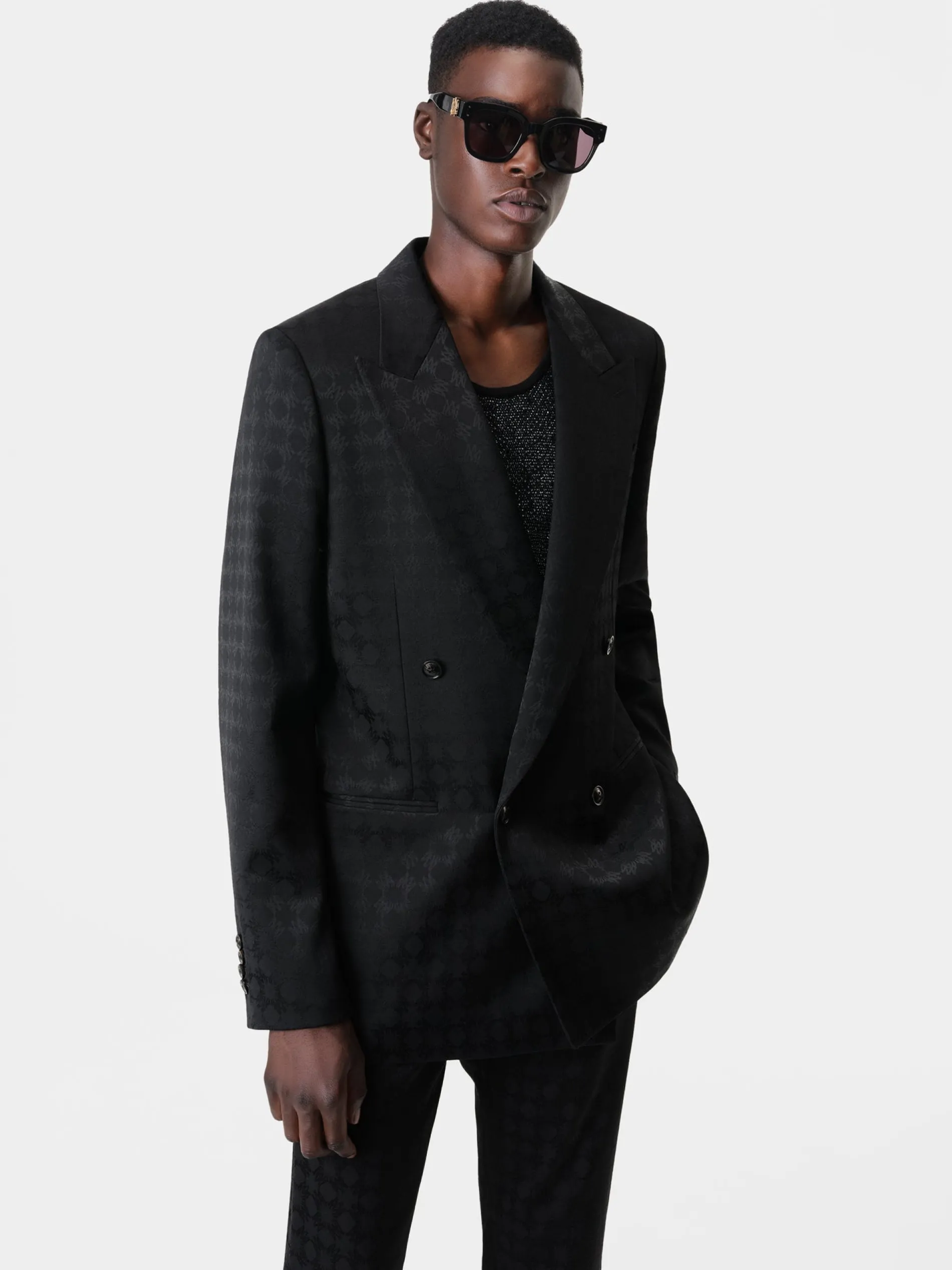 AMIRI Outerwear<TONAL MA QUAD DOUBLE-BREASTED BLAZER BLACK