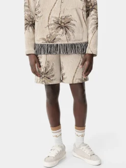 AMIRI Shorts & Sweatpants<TWISTED PALMS TAPESTRY SHORT Alabaster