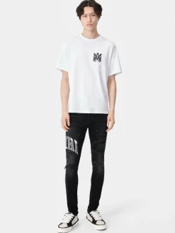 AMIRI Denim<VARSITY LOGO REPAIR JEAN Vintage Black