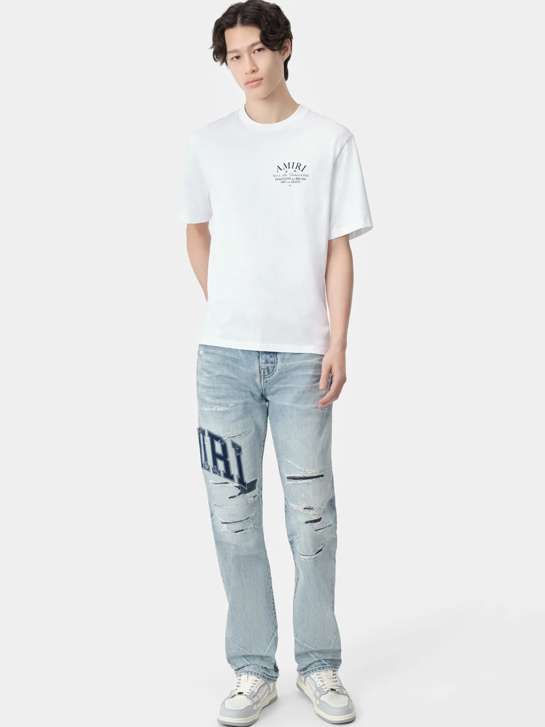 AMIRI Denim<VARSITY LOGO REPAIR STRAIGHT PERFECT INDIGO