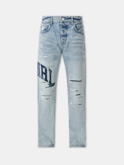 AMIRI Denim<VARSITY LOGO REPAIR STRAIGHT PERFECT INDIGO