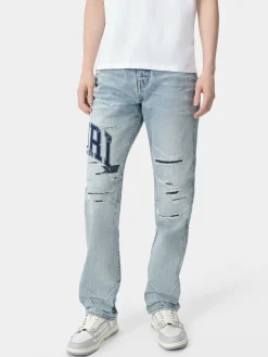 AMIRI Denim<VARSITY LOGO REPAIR STRAIGHT PERFECT INDIGO