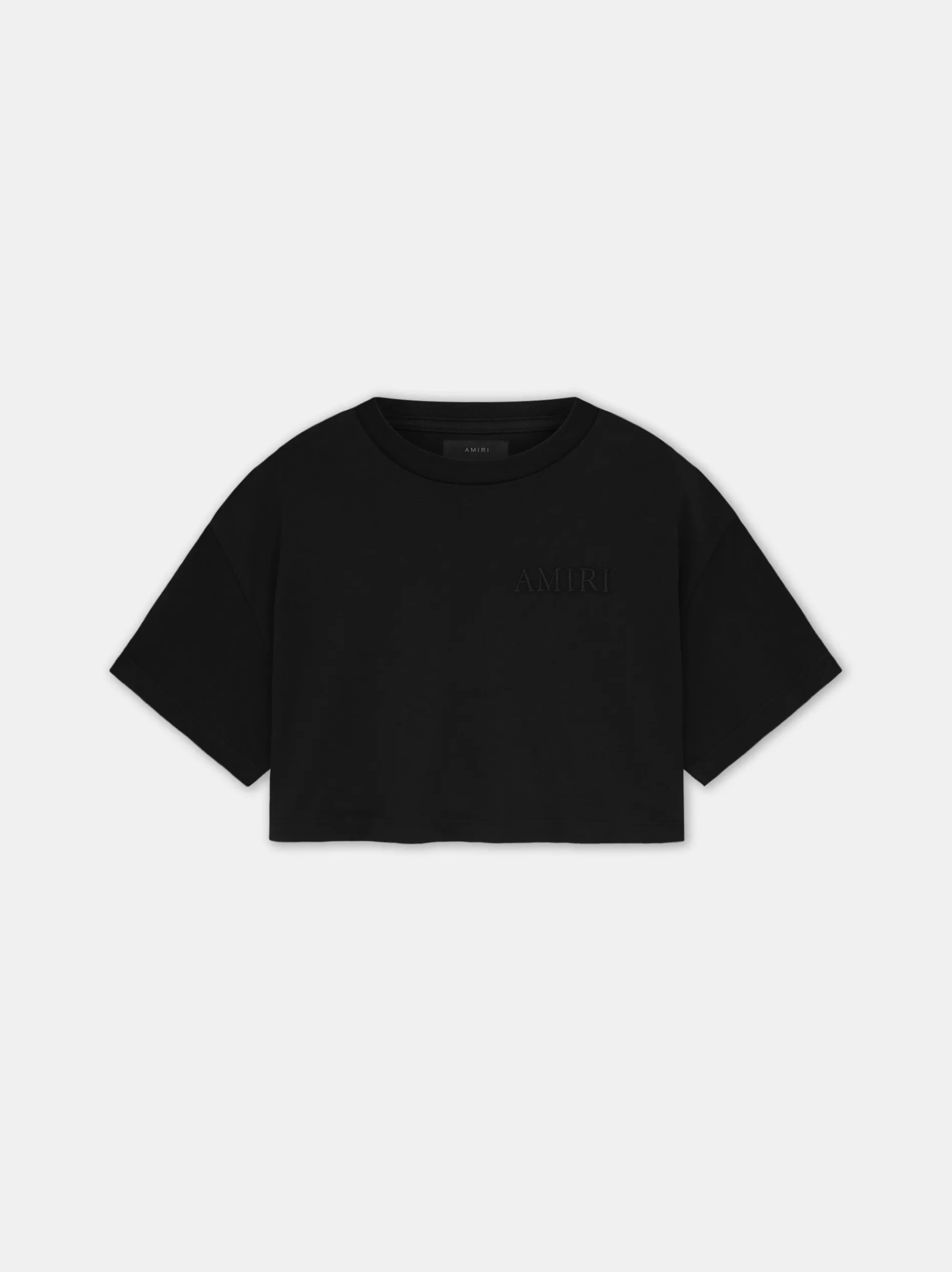 AMIRI Jersey|Tees<WOMEN'S EMBROIDERED CROPPED TEE BLACK