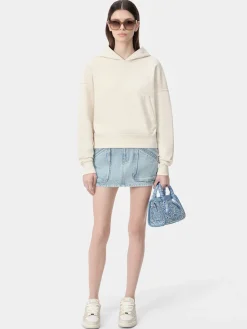 AMIRI Sweatshirts|Jersey<WOMEN'S EMBROIDERED HOODIE Alabaster