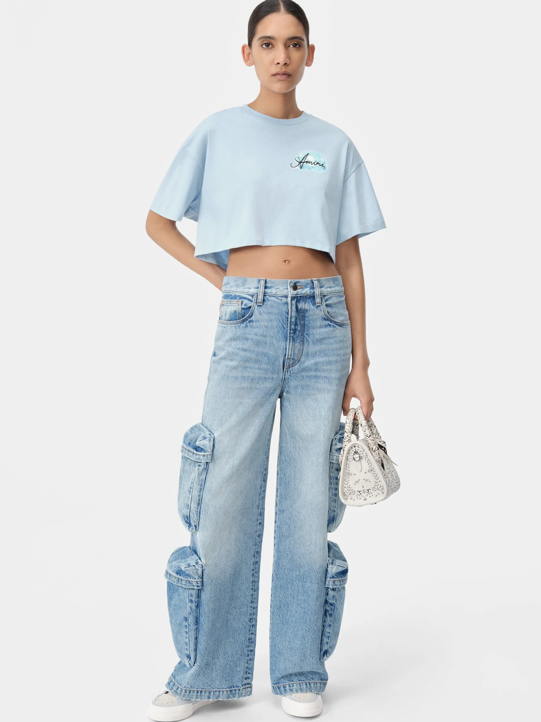 AMIRI Jersey|Tees<WOMEN'S PARADISE AIRBRUSH TEE Cerulean