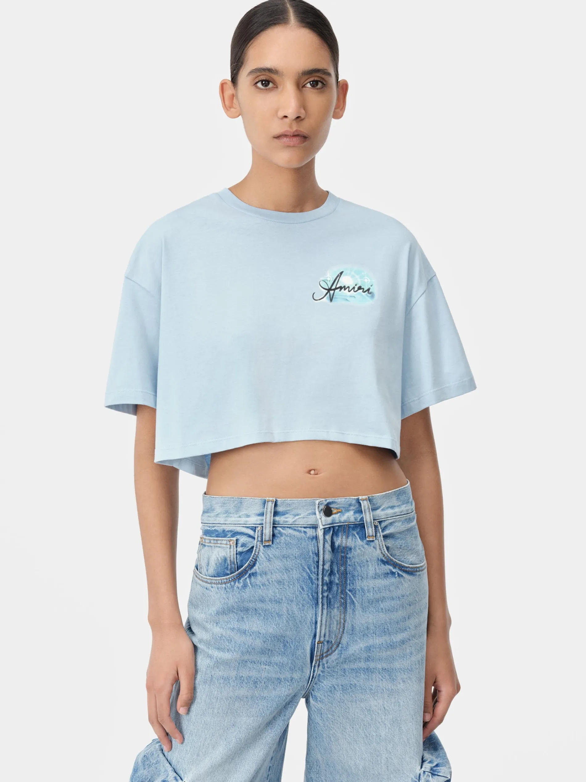 AMIRI Jersey|Tees<WOMEN'S PARADISE AIRBRUSH TEE Cerulean