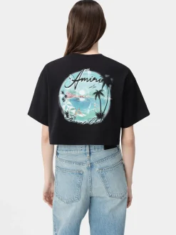 AMIRI Jersey|Tees<WOMEN'S PARADISE AIRBRUSH TEE BLACK
